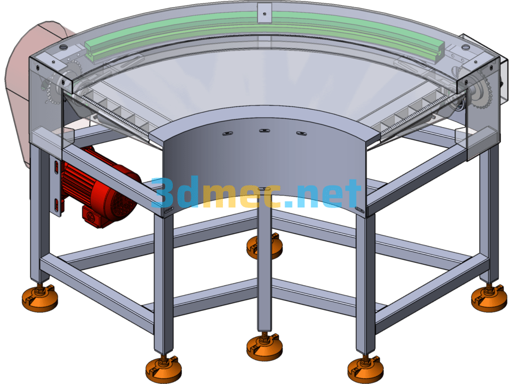 90 Degree Turning Belt Line - 3D Model SolidWorks Free Download