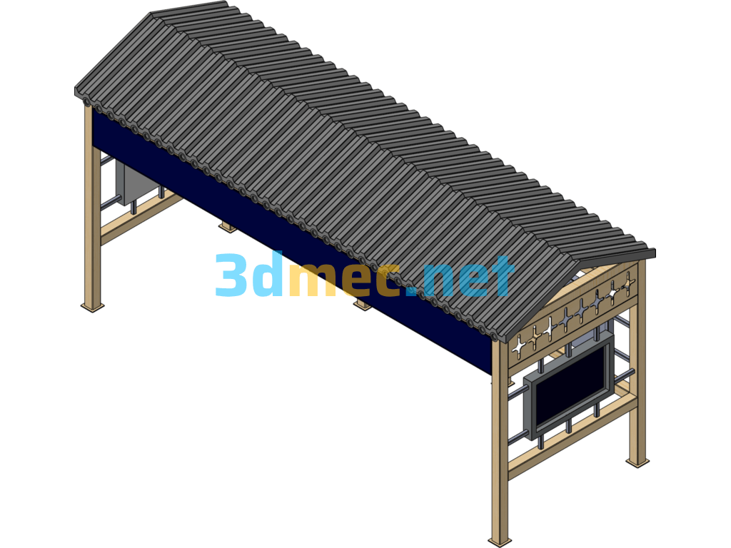 Pavilion Roof Structure - 3D Model SolidWorks Free Download