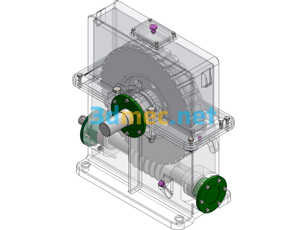 First-Stage Worm Gear Reducer, First-Stage Worm Gear Inlet And Outlet Coupling F=2500 V=1.0 D=350 10X2 Plus Instruction Manual CAD - 3D Model SolidWorks Free Download