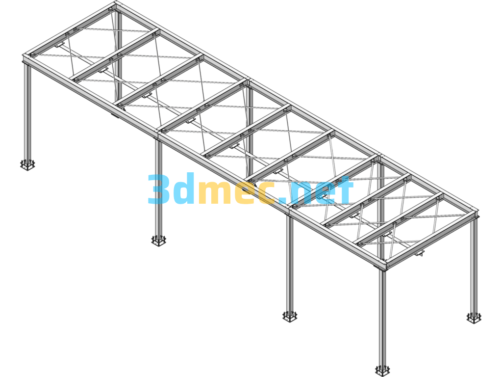 H-Shaped Steel Warehouse - 3D Model SolidWorks Free Download