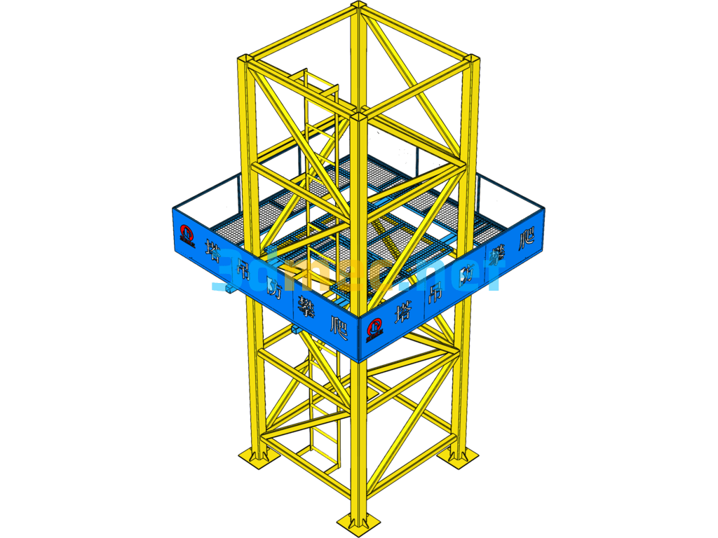 Standardized Tower Crane Anti-Climbing (Protective Net) On Construction Sites - 3D Model SolidWorks Free Download