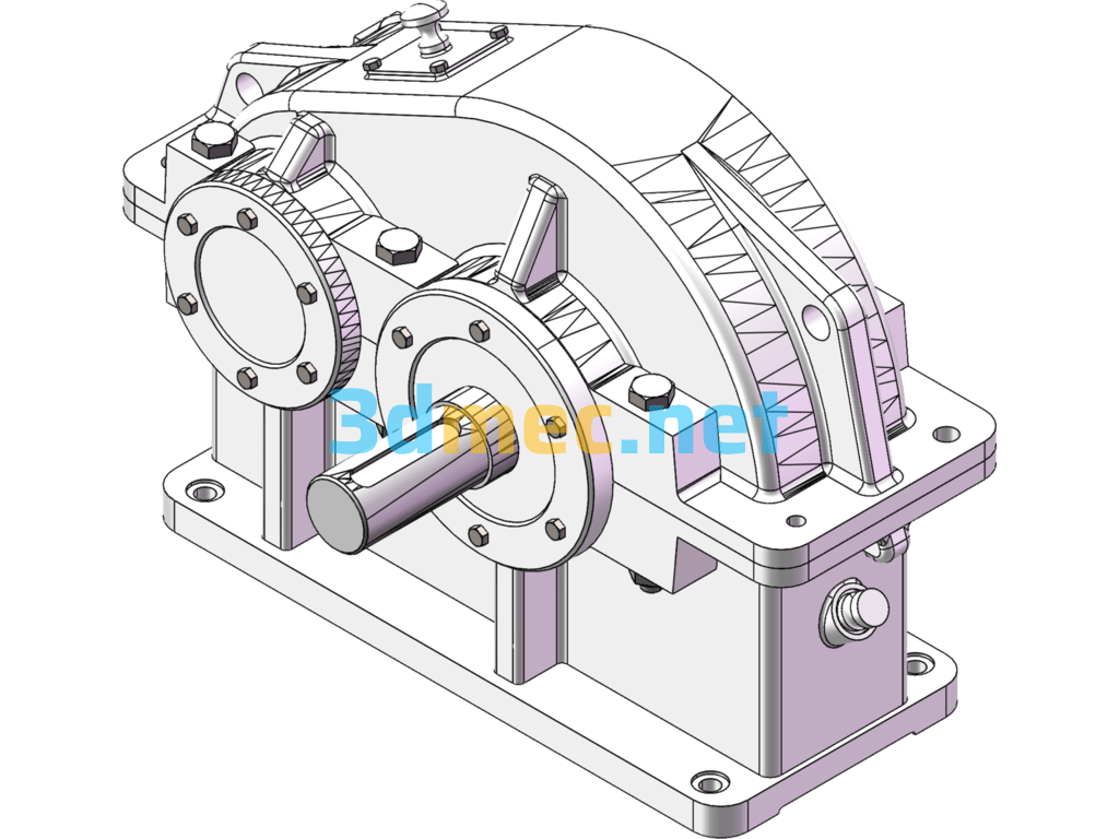 Design Of One-Stage Cylindrical Spur Gear Reducer - 3D Model SolidWorks Free Download