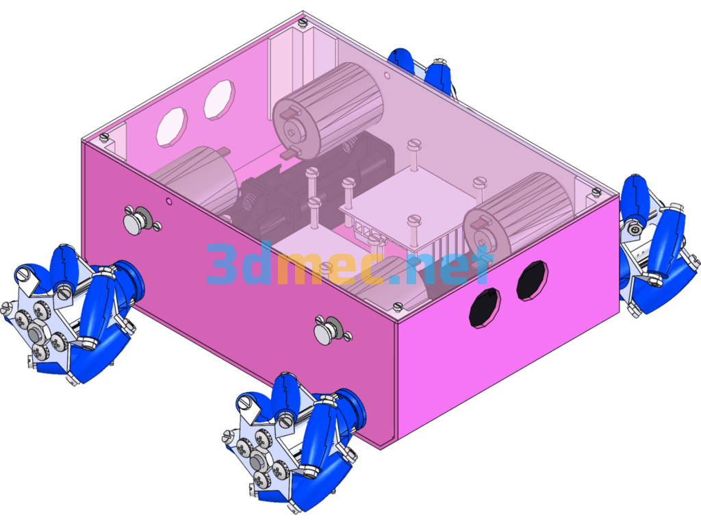 Mecanum Wheel (Omnidirectional Wheel) 4WD AGV Car Chassis - 3D Model SolidWorks Free Download