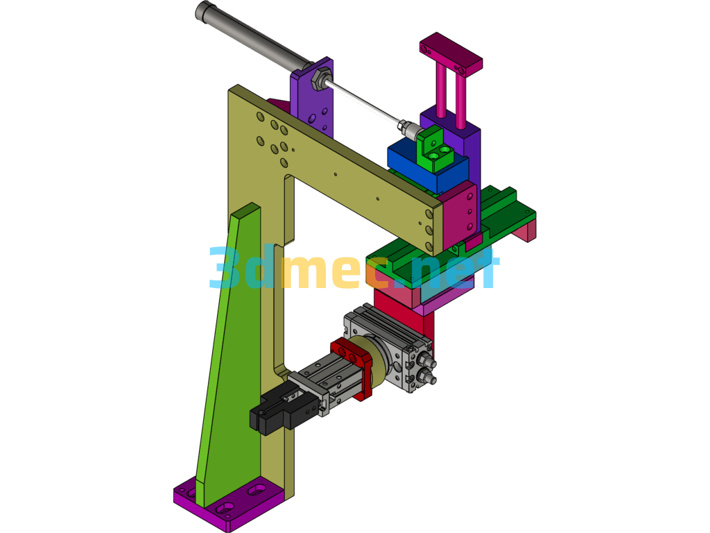 Cylinder Combination Front And Back Left And Right Up And Down Clamping Rotating Structure - 3D Model SolidWorks Free Download