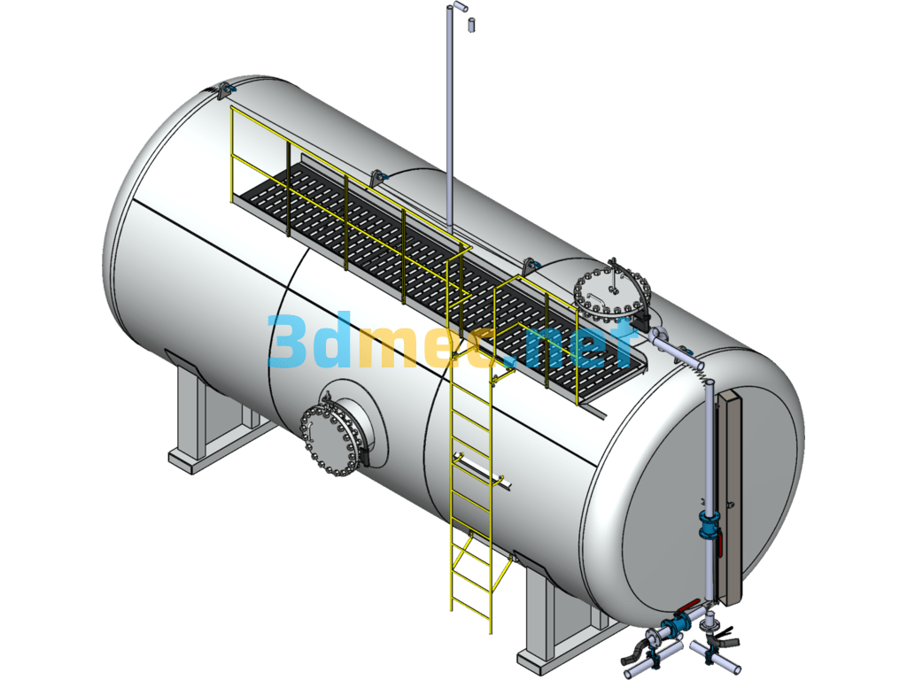 35000L Oil Storage Tank - 3D Model SolidWorks Free Download