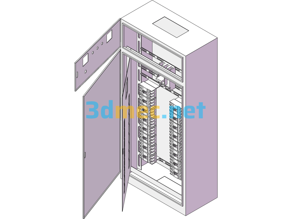 Distribution Cabinet With Two Doors - 3D Model SolidWorks Free Download