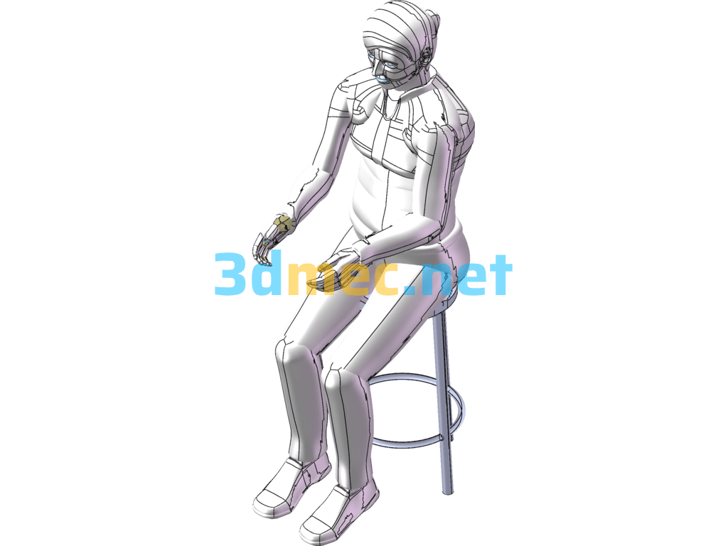 Pull The String Figure Sitting - 3D Model SolidWorks Free Download