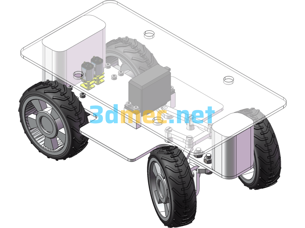 Four-Wheeled Car Model - 3D Model SolidWorks Free Download