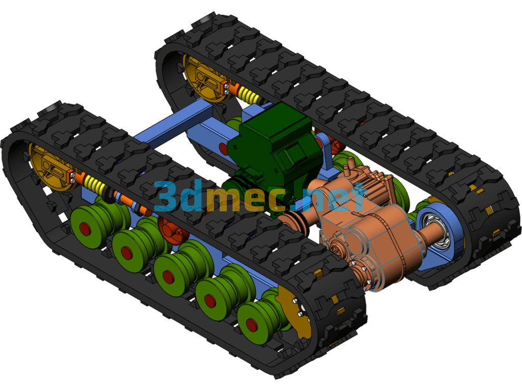 Crawler Travel Mechanism Of Sunflower Harvester - 3D Model SolidWorks Free Download