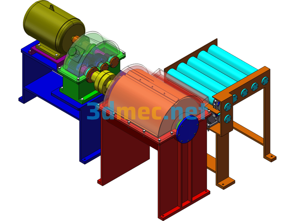 Tire Shredder 3D Assembly Drawing Color - 3D Model SolidWorks Free Download