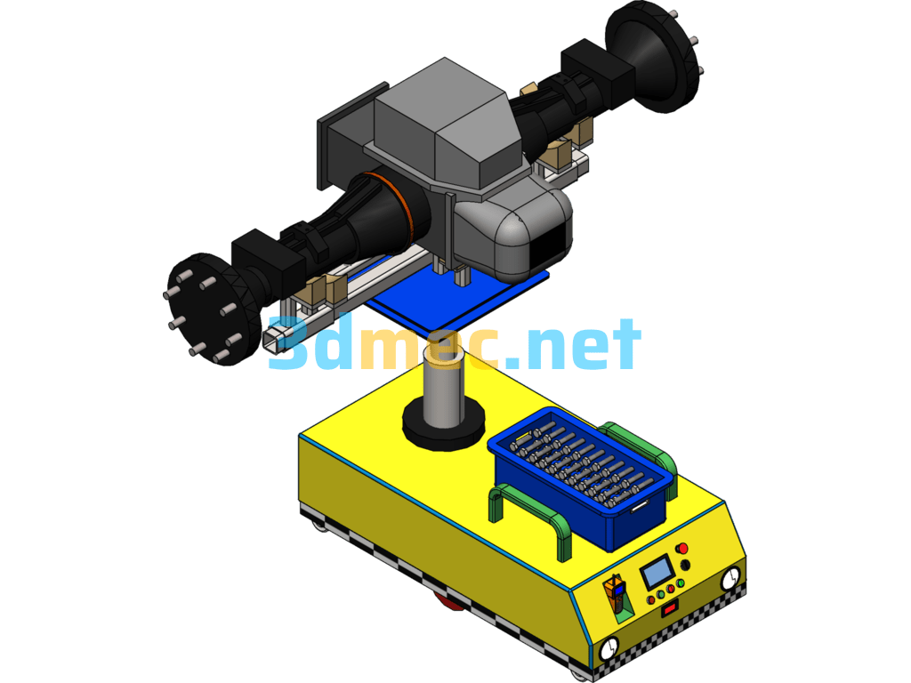 AGV Assembly, Intelligent Single-Lift Assembly AGV Vehicle - 3D Model SolidWorks Free Download