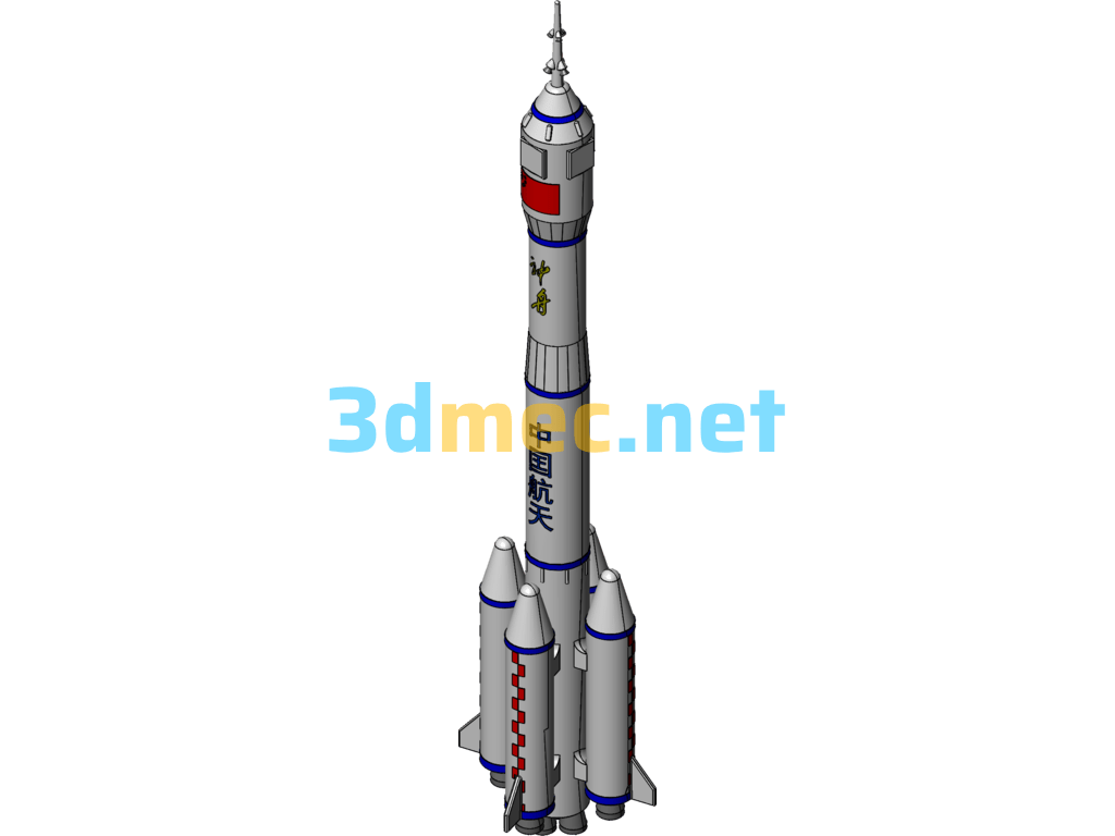 China's Shenzhou Spacecraft, Long March 2F Manned Carrier Rocket - 3D Model SolidWorks Free Download