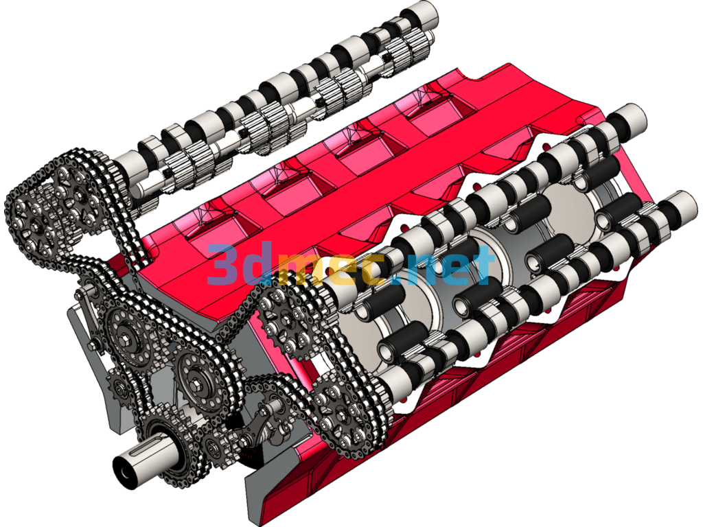 7 Cylinder Engine Piston Connecting Rod Assembly - 3D Model SolidWorks Free Download