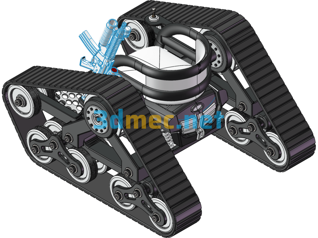 All-Terrain Track-Driven Single-Seat Off-Road Wheelchair - 3D Model SolidWorks Free Download