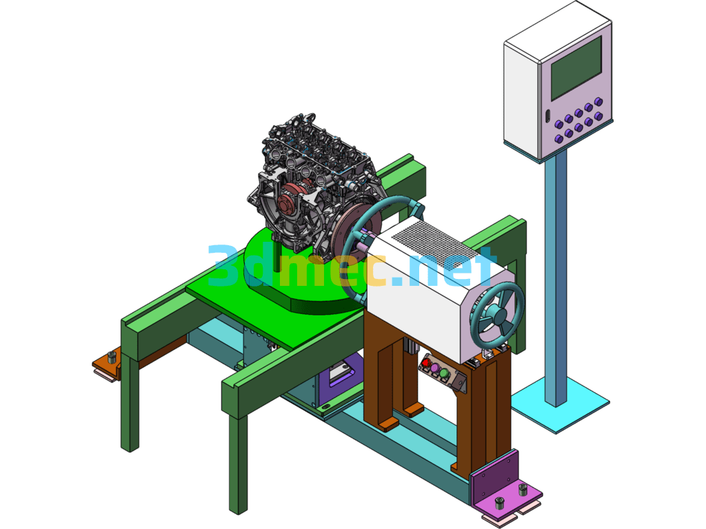 BAIC Motor Engine Flywheel Three-Axis Tightening Machine - 3D Model SolidWorks Free Download