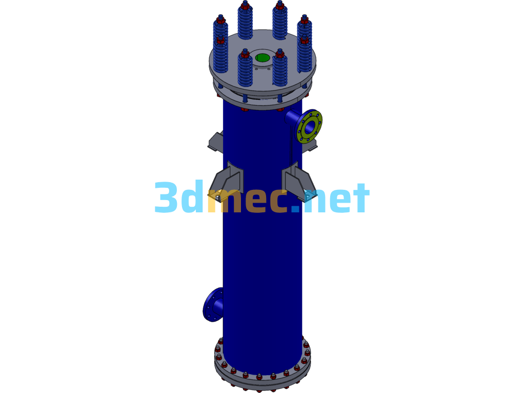 Graphite Block Hole Heat Exchanger - 3D Model SolidWorks Free Download