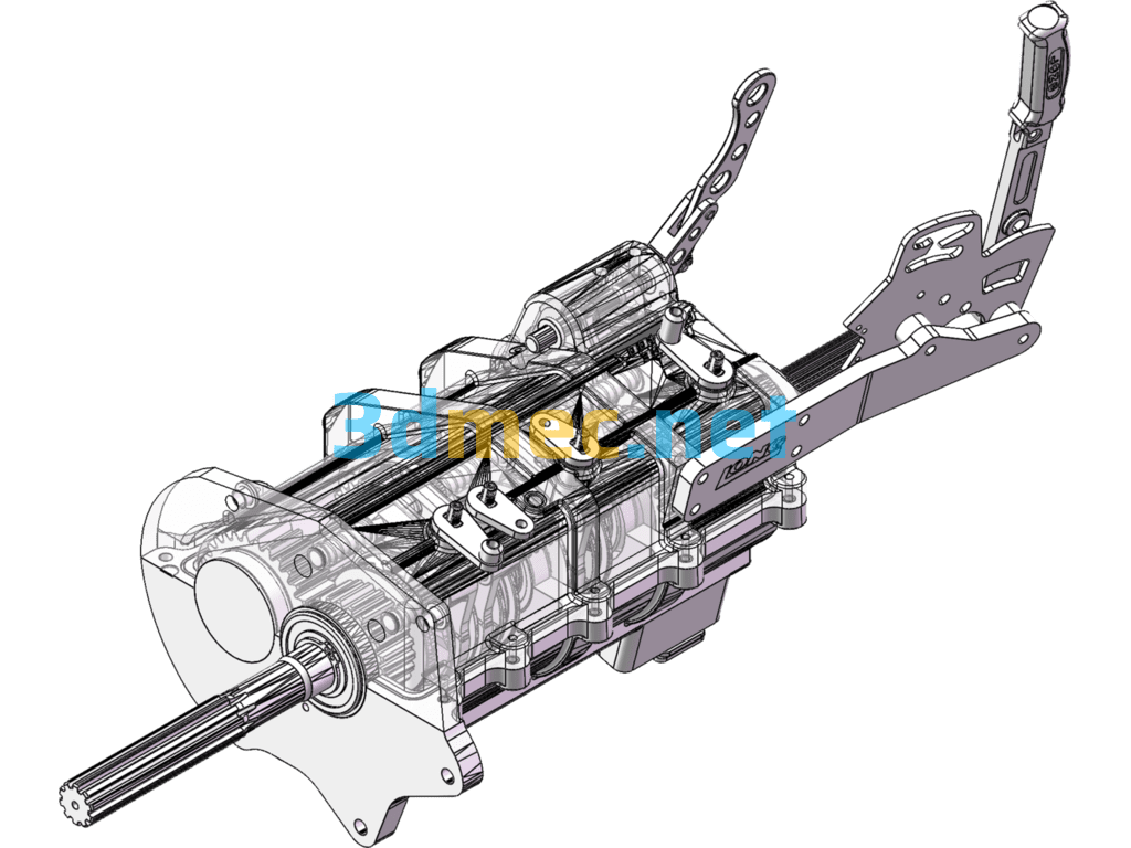 GF2400 Gear Transmission 4-Speed Transmission Design Model - 3D Model SolidWorks Free Download