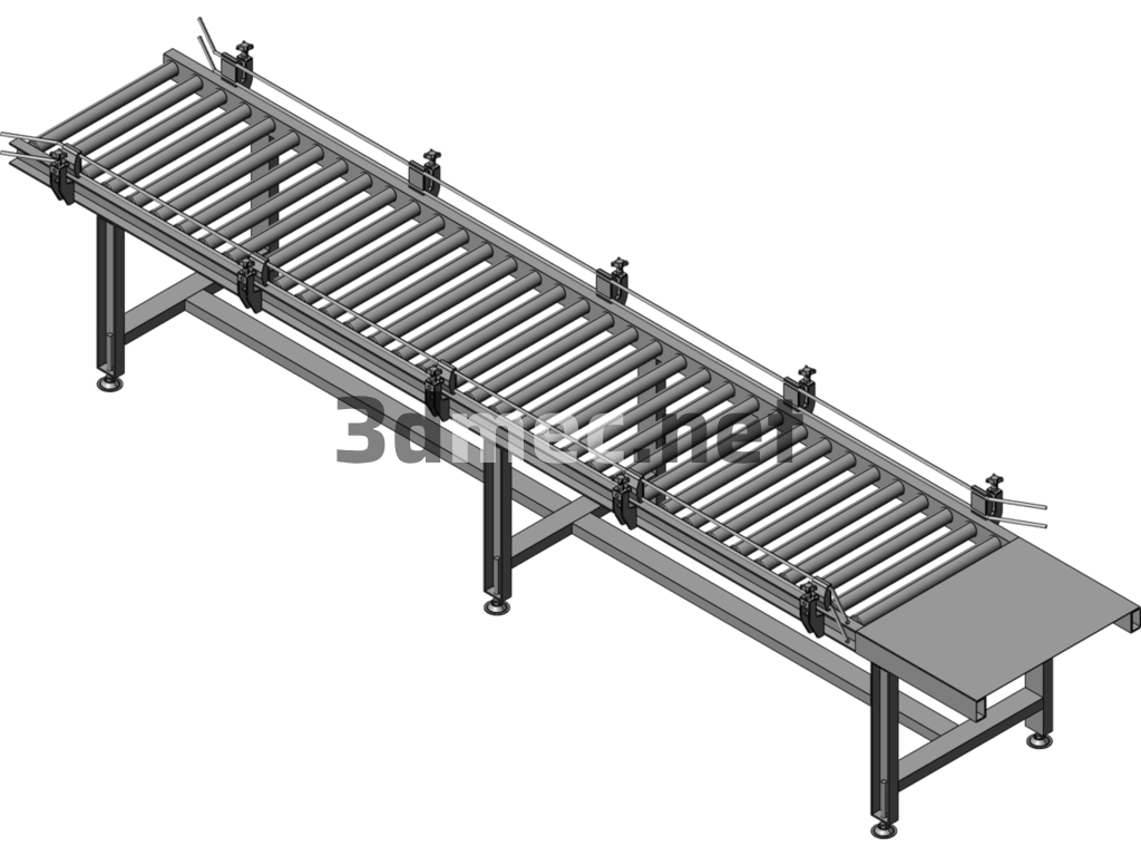 A Section Of Unpowered Roller Conveyor Line With A Diameter Of 50mm - 3D Model SolidWorks Free Download