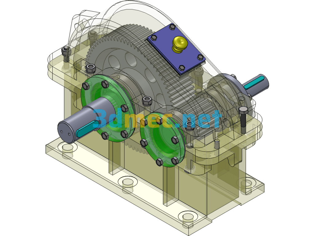 One-Stage Spur Gear Reducer Fully Parameterized - 3D Model SolidWorks Free Download