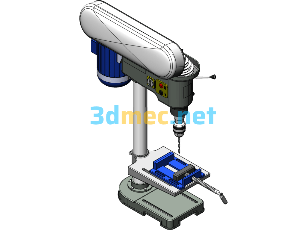 Column Drilling Machine - 3D Model SolidWorks Free Download