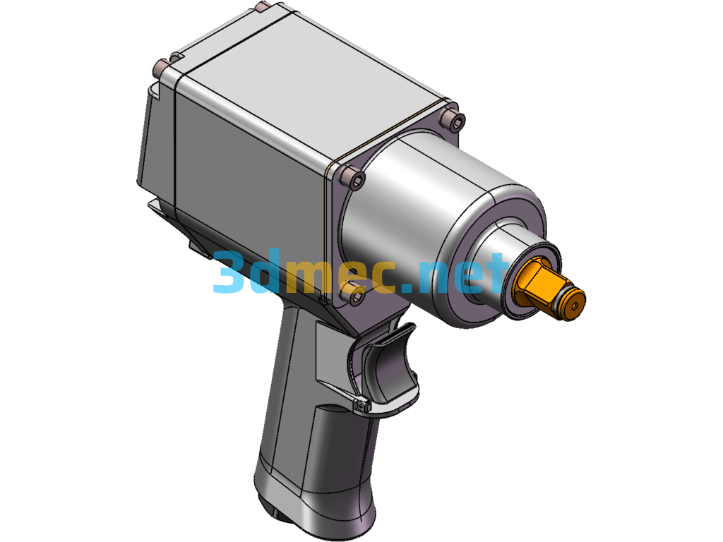 Pneumatic Wrench (Detailed Internal Structure) - 3D Model SolidWorks Free Download