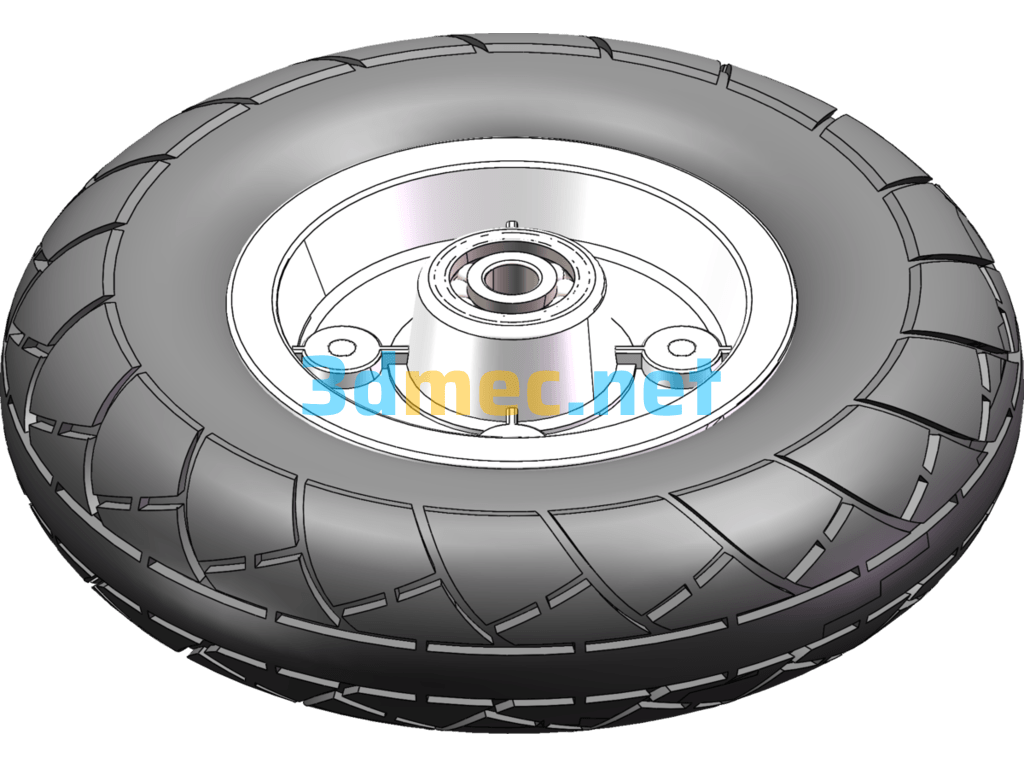 8-Inch Pneumatic Wheel - 3D Model SolidWorks Free Download