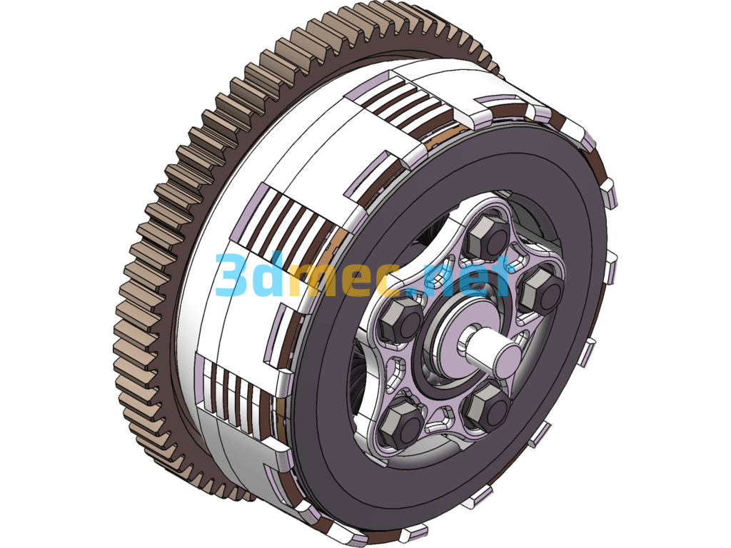 A11-09000-0000A_Clutch Sub-Assembly (Five-Column, Six-Piece Widened Friction Plate, Spring Shock Absorber) - 3D Model SolidWorks Free Download