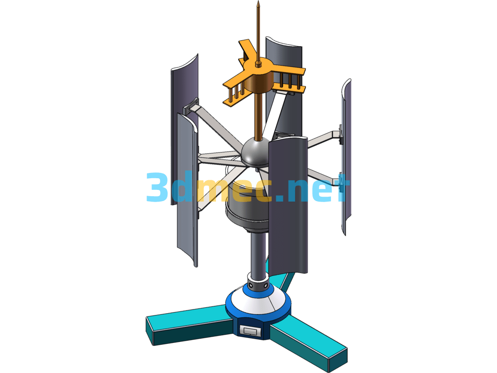 Vertical Wind Turbine - 3D Model SolidWorks Free Download