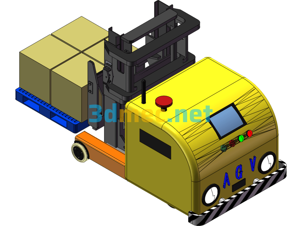 AGV Forklift Type Intelligent Transport Robot - 3D Model SolidWorks Free Download