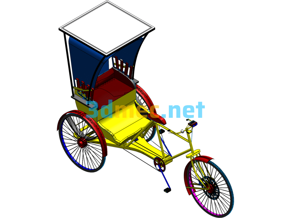 Human-Powered Tricycle - 3D Model SolidWorks Free Download