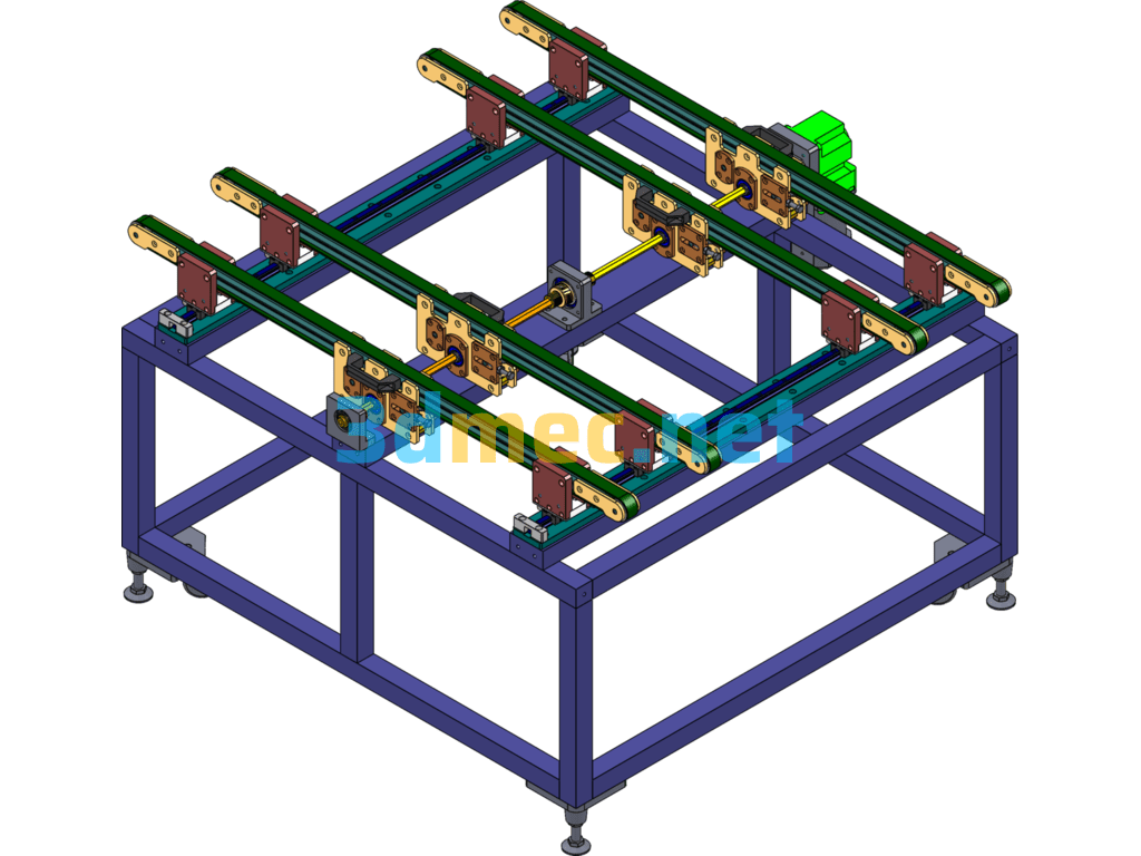 Conveyor Width Adjustable Belt Line - 3D Model SolidWorks Free Download