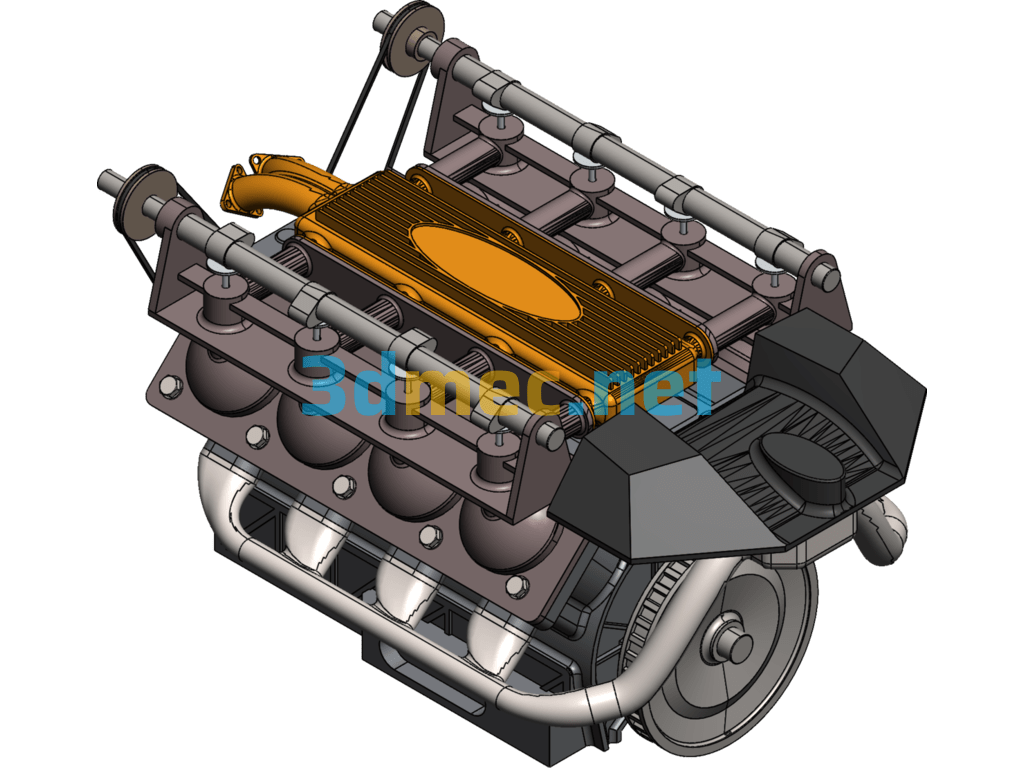 V8 Engine - 3D Model SolidWorks Free Download