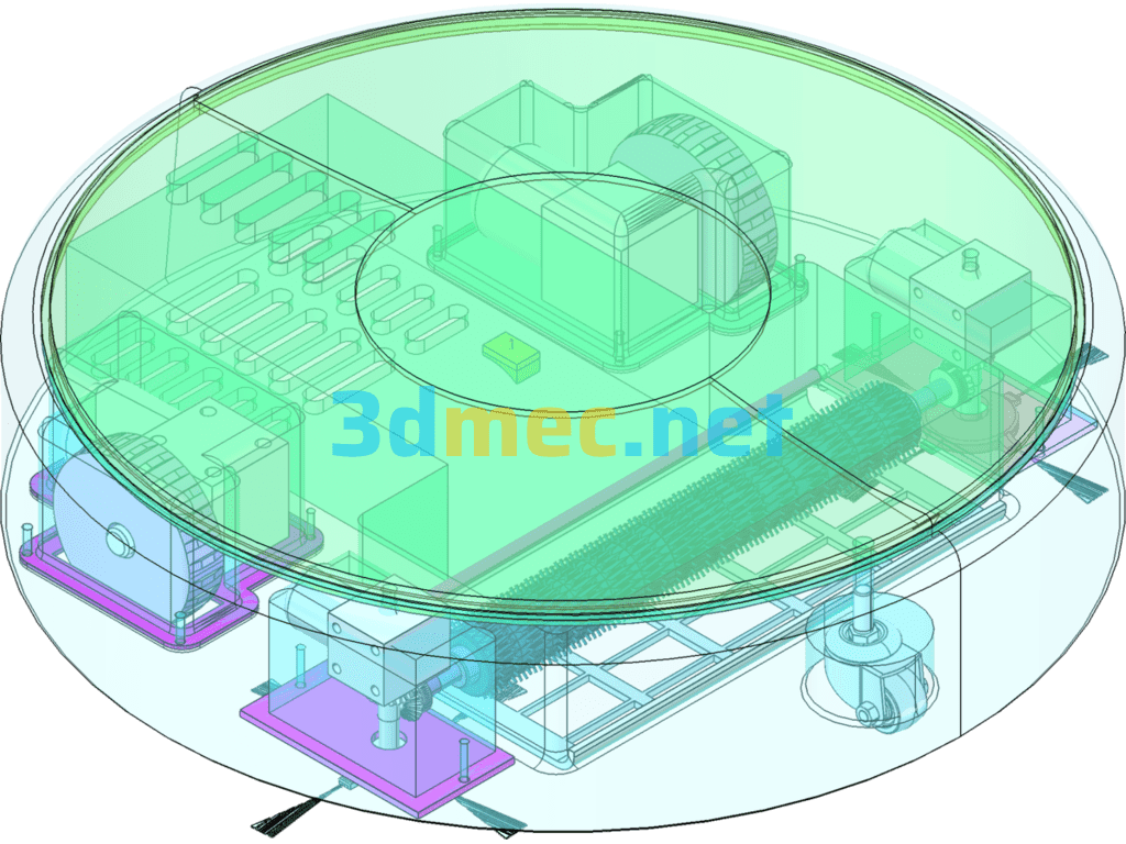 Design Of A Sweeping Robot (Household Floor Cleaning Robot) - 3D Model SolidWorks AutoCAD-ZWCAD Free Download