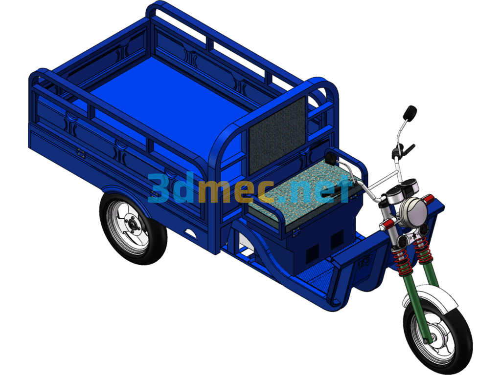 Electric Tricycle (Complete Structure) - 3D Model SolidWorks Free Download