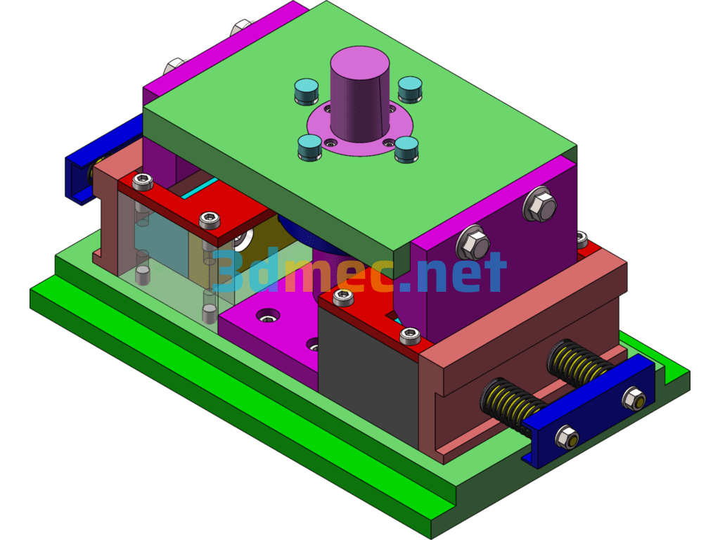 Wedge-Type Side Punching Die - 3D Model SolidWorks Free Download