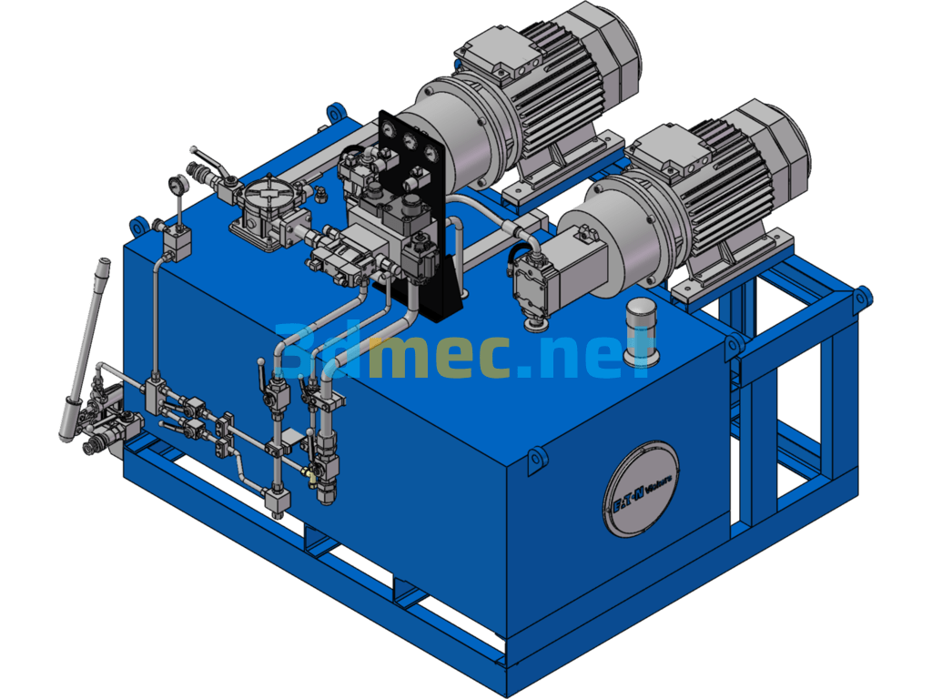 A 3D Model Of A Hydraulic Station - 3D Model SolidWorks Free Download