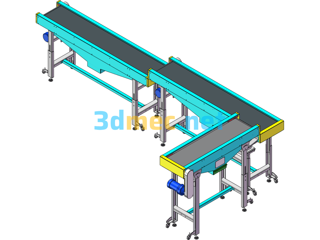 Step Belt Conveyor - 3D Model SolidWorks Free Download