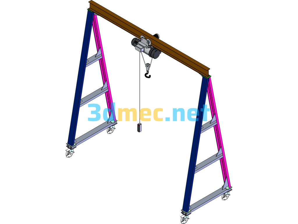 1 Ton Crane - 3D Model SolidWorks Free Download