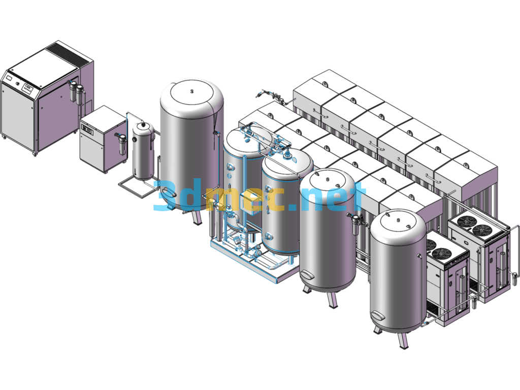 Nitrogen Generator Equipment Complete System - 3D Model SolidWorks Free Download