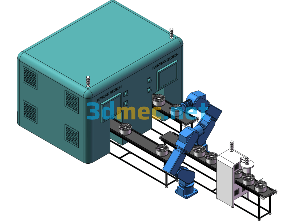 Wheel Hub Heat Treatment Automated Production Line - 3D Model SolidWorks Free Download