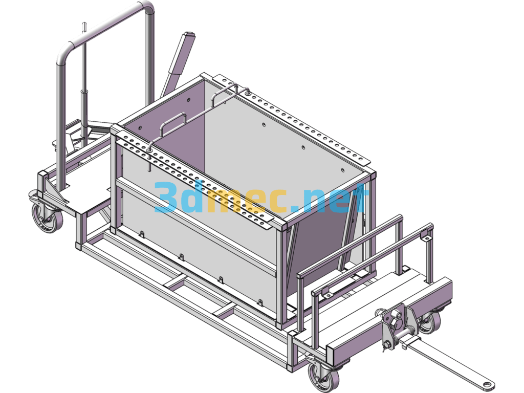 Rotatable Container Trolley Model - 3D Model SolidWorks Free Download