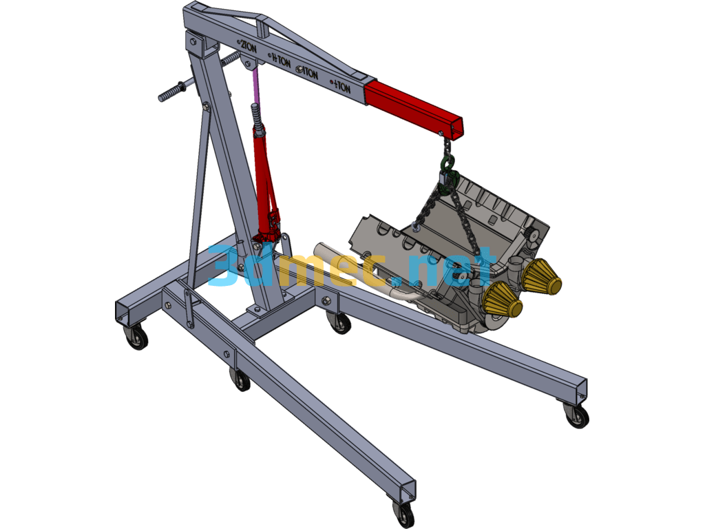 Folding Crane (Engine Crane) - 3D Model SolidWorks Free Download