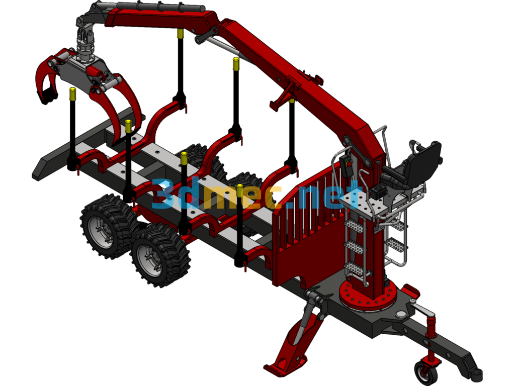 Wood Loading And Unloading Trailer (Manipulator Loading And Unloading) - 3D Model SolidWorks Free Download