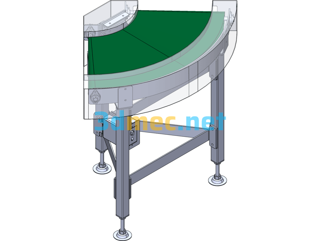 90° Bend Belt Conveyor - 3D Model SolidWorks Free Download