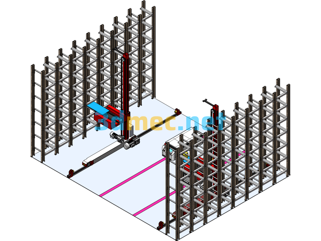 Intelligent Logistics Warehouse Three-Dimensional Warehouse - 3D Model SolidWorks Free Download