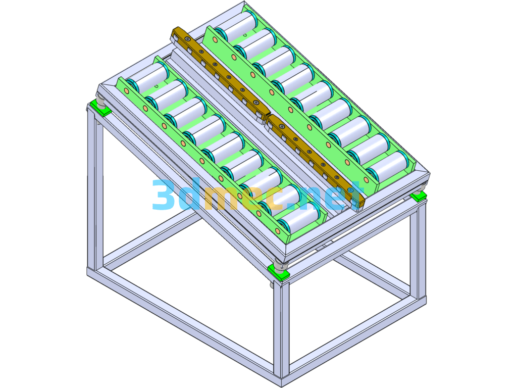 Unpowered Roller Conveyor Line - 3D Model SolidWorks Free Download