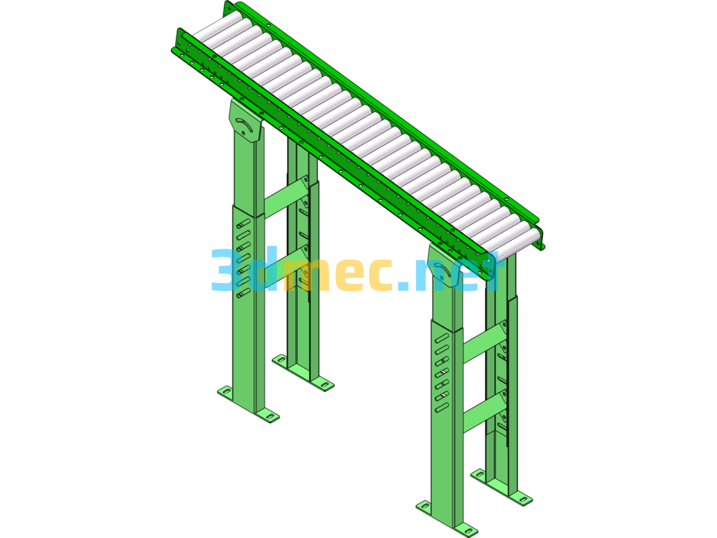 Inclined Angle Non-Powered Conveyor - 3D Model SolidWorks Free Download