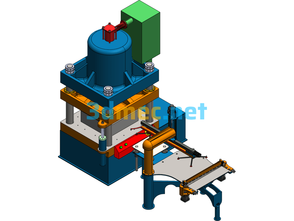 Press With Gantry Robot Automatic Loading - 3D Model SolidWorks Free Download