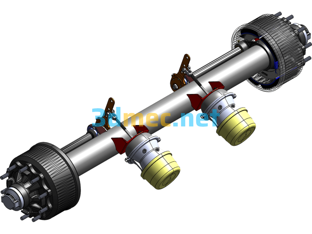 3D Model Of Semi-Trailer Suspension Axle - 3D Model SolidWorks Free Download