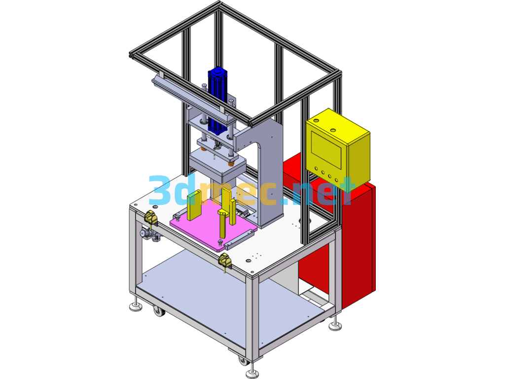 Design Of Small Press Machine Model - 3D Model SolidWorks Free Download